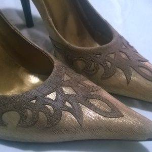 Leather Pointy Toe Heels Custom Ornate Vintage